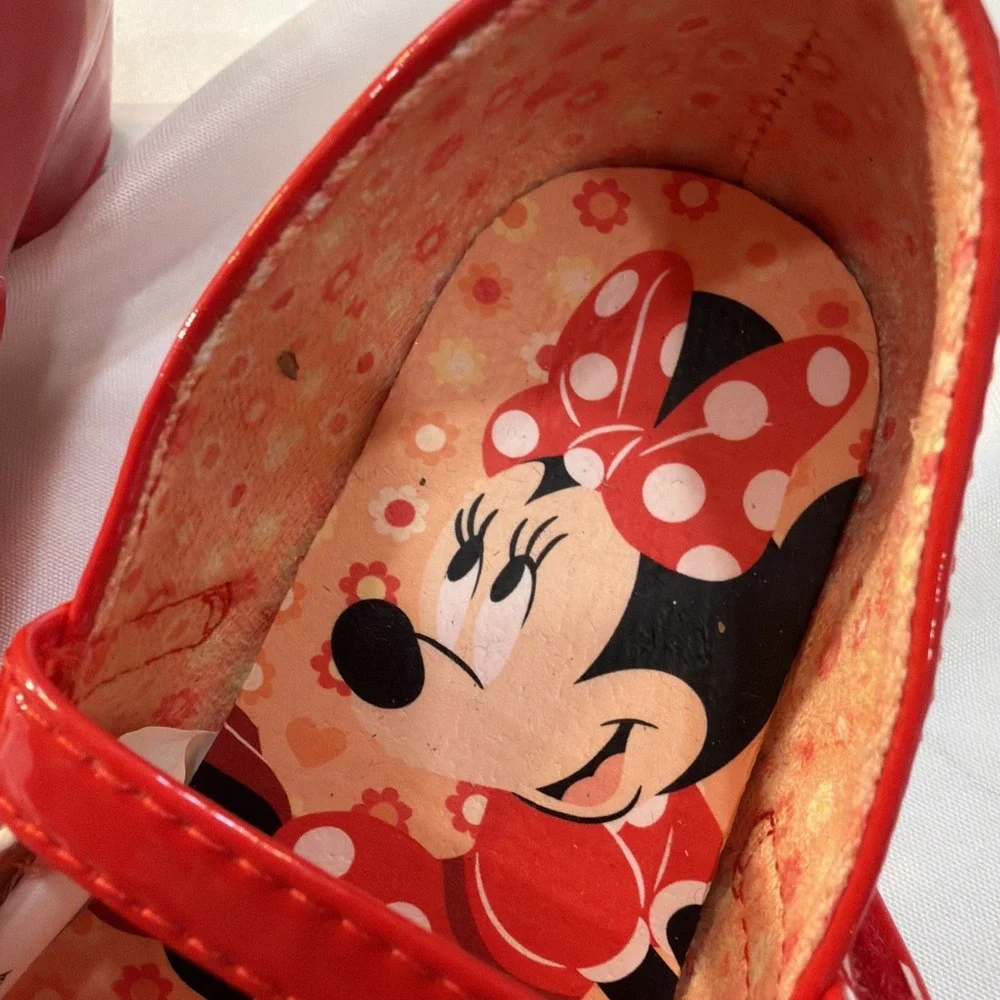 Disney Minnie Mouse Red Glitter Bow Shoes Girls Toddler Size 9 Disney Junior NWT - Picture 5 of 11